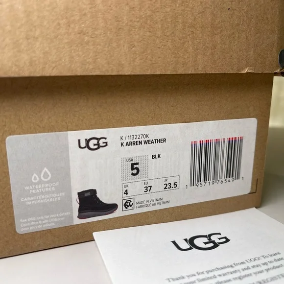 🖤 NIB UGG Arren Weather Unisex Youth size 5 Rainboots Waterproof - Picture 13 of 13